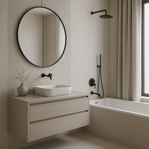 Japandi grey łazienka